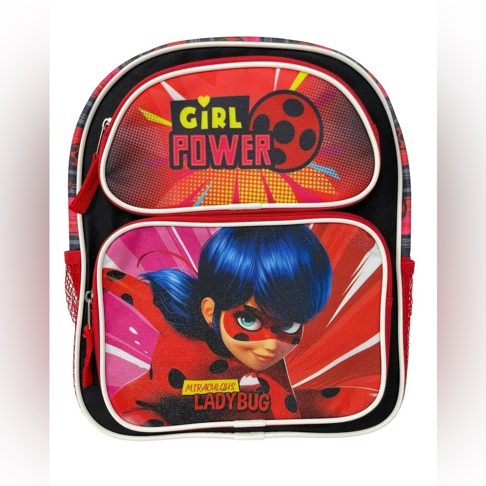 Miraculous Ladybug Official Girl Power School Backpack Kids Red and Black Bags
